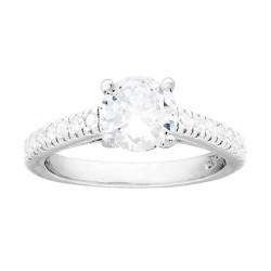 ANELLO SOLITARIO CON CUBIC ZIRCONIA BIANCO IN ARGENTO 925 GALVANICA RODIO