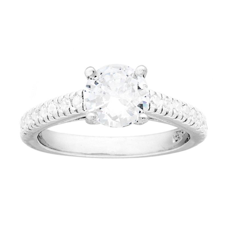 ANELLO SOLITARIO CON CUBIC ZIRCONIA BIANCO IN ARGENTO 925 GALVANICA RODIO