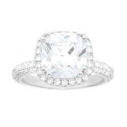 ANELLO SOLITARIO CON CUBIC ZIRCONIA BIANCO QUADRATO IN ARGENTO 925 GALVANICA RODIO