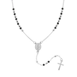 COLLANA ROSARIO CM 50 CON PALLINE COLORE NERE MM 3 IN ACCIAIO