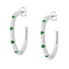 ORECCHINI CERCHIO CUBIC ZIRCONIA VERDE SMERALDO E BIANCHI IN ARGENTO 925 GALVANICA RODIO