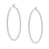 ORECCHINI CERCHIO DIAMANTATO MARTELLATO MM 44 SEZIONE CANNA MM 2 IN ARGENTO 925 GALVANICA RODIO