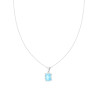 COLLANA CATENA FORZATINA DIAMANTATA CON PUNTO LUCE RETTANGOLO ACQUAMARINA CON GRIFFE FIORITE CON CUBIC ZIRCONIA BIANCHI IN ARGEN