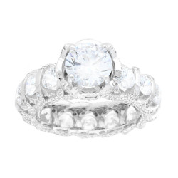 ANELLO SOLITARIO CON CUBIC ZIRCONIA BIANCO MODELLO ETERNITY IN ARGENTO 925 GALVANICA RODIO