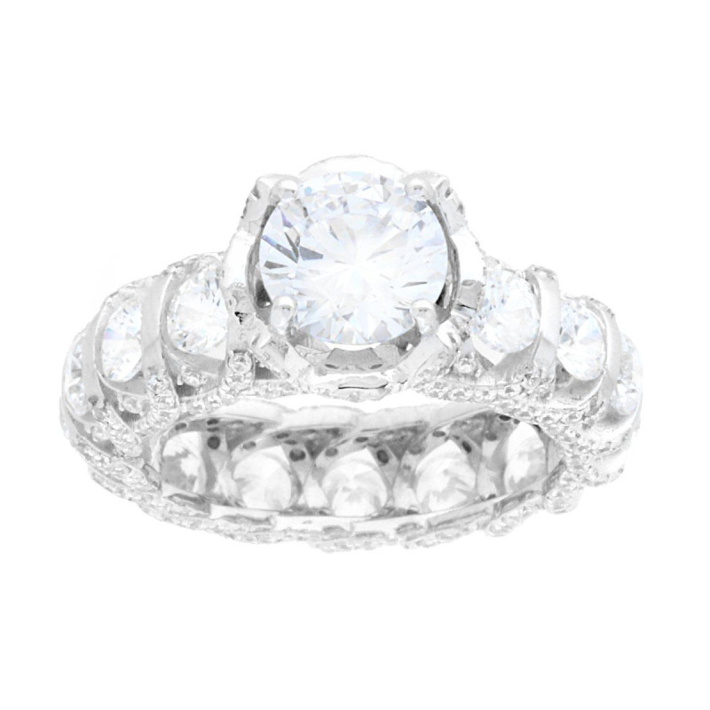ANELLO SOLITARIO CON CUBIC ZIRCONIA BIANCO MODELLO ETERNITY IN ARGENTO 925 GALVANICA RODIO