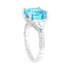ANELLO SOLITARIO QUADRATO ACQUAMARINA CON CON CUBIC ZIRCONIA BIANCHI TRIANCOLARI IN ARGENTO 925 GALVANICA RODIO