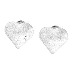 ORECCHINI CUORE BOMBATO SPAZZOLATO IN ARGENTO 925 GALVANICA RODIO