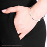 BRACCIALE ROSARIO CM 20+5 CON GRANI PALLINA LISCIA MM 3 CON CROCE E MEDAGLIA MADONNA IN ACCIAIO E COLORE NERO