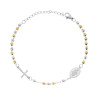 BRACCIALE ROSARIO CM 18+5 CON GRANI PALLINA LISCIA MM 3 CON CROCE E MEDAGLIA MADONNA IN ACCIAIO E COLORE ORO
