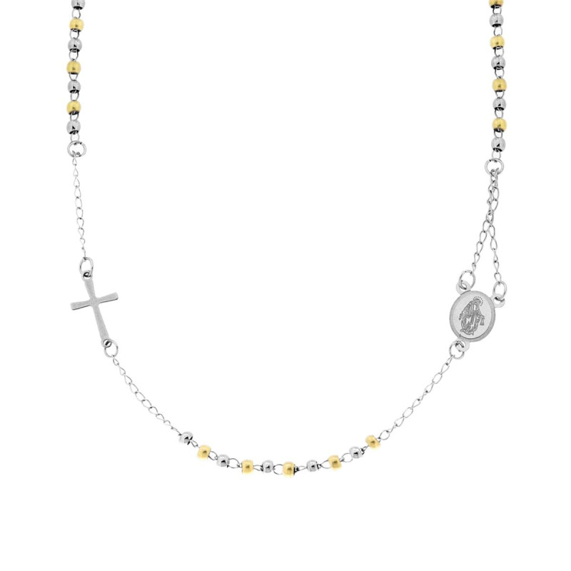 COLLANA ROSARIO MODELLO GIROCOLLO CM 50 CON PALLINE ORO MM 3 IN ACCIAIO