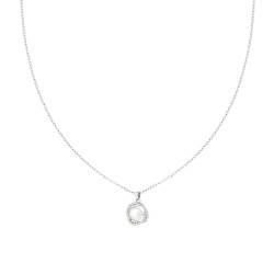 COLLANA CATENA FORZATINA DIAMANTATA CON PERLA CONTORNATA DA CRYSTAL BIANCHI IN ACCIAIO
