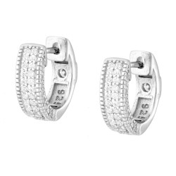 ORECCHINI CERCHIO SCATTINO CON CUBIC ZIRCONIA BIANCHI IN ARGENTO 925 GALVANICA RODIO