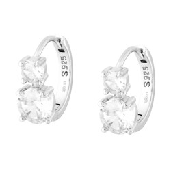 ORECCHINI CERCHIO SCATTINO CON CUBIC ZIRCONIA BIANCHI IN ARGENTO 925 GALVANICA RODIO
