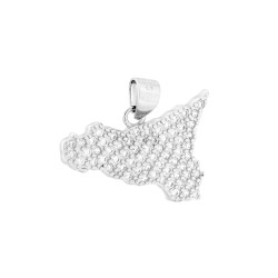 CIONDOLO SICILIA CON CUBIC ZIRCONIA BIANCHI IN ARGENTO 925 GALVANICA RODIO