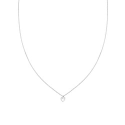 COLLANA CATENA VENEZIANA CON PUNTO LUCE CUORE CUBIC ZIRCONIA BIANCO IN ARGENTO 925 GALVANICA RODIO