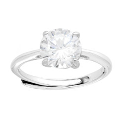 ANELLO SOLITARIO CON CUBIC ZIRCONIA BIANCO MM 8 IN ARGENTO 925 GALVANICA RODIO