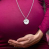 COLLANA CATENA FORZATINA CON CHIAMA ANGELI CON CUORI E CRYSTAL BIANCHI IN ACCIAIO