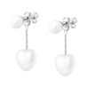 ORECCHINI PERLE CUORE PENDENTE IN ARGENTO 925 GALVANICA RODIO