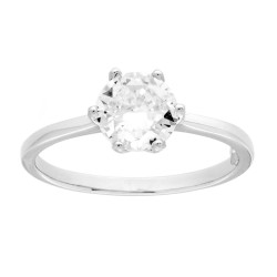 ANELLO SOLITARIO CON CUBIC ZIRCONIA BIANCO MM 7 IN ARGENTO 925 GALVANICA RODIO