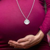 COLLANA CATENA FORZATINA CON CHIAMA ANGELI CON CUORI ALBERO DELLA VITA E CRYSTAL BIANCHI IN ACCIAIO