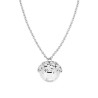 COLLANA CATENA FORZATINA CON CHIAMA ANGELI CON QUADRIFOGLI E CRYSTAL BIANCHI IN ACCIAIO