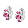 ORECCHINI CERCHIO SCATTINO OVALI ROSSO RUBINO CON CUBIC ZIRCONIA BIANCHI IN ARGENTO 925 GALVANICA RODIO
