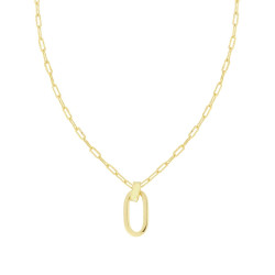 COLLANA CATENA FORZATINA EFFETTO MARTELLATO CON OVALE IN ARGENTO 925 GALVANICA ORO