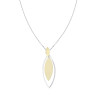 COLLANA CATENA FORZATINA DIAMANTATA CON FOGLIE STILIZZATE PENDENTI IN ARGENTO 925 GALVANICA RODIO E ORO