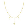 COLLANA CATENA FORZATINA DIAMANTATA CON PERLE CROCE E CUBIC ZIRCONIA BIANCHI IN ARGENTO 925 GALVANICA ORO