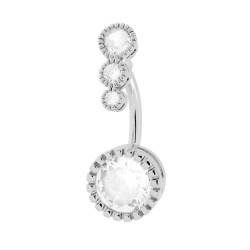 BODY PIERCING BANANA MM 26 TRILOGY CRYSTAL BIANCHI IN ACCIAIO CHIRURGICO