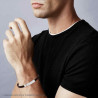 BRACCIALE UOMO IN ECOPELLE COLORE MARRONE CON TARGA ZIGRINATA E ACCESSORIO ROSA IN ACCIAIO