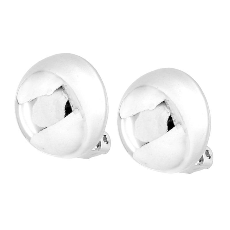 ORECCHINI CLIP SEMISFERA 19 MM IN ARGENTO 925 GALVANICA RODIO