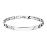 BRACCIALE UOMO MAGLIA IMPERNIATA CON TARGA E PUNTI ORO IN ACCIAIO