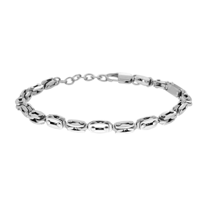 BRACCIALE UOMO MAGLIA IMPERNIATA INGRANAGGI CON ACCESSORIO IN ACCIAIO