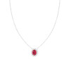 COLLANA CATENA FORZATINA DIAMANTATA CON OVALE ROSSO RUBINO CONTORNATO DA CUBIC ZIRCONIA BIANCHI IN ARGENTO 925 GALVANICA RODIO