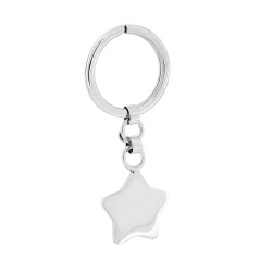 PORTACHIAVI UOMO DONNA AD ANELLO CON STELLA PLAIN IN ARGENTO 925 GALVANICA RODIO