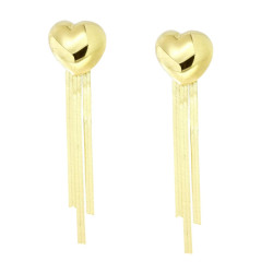 ORECCHINI LUNGHI CUORE BOMBATO CON CATENE MAGIK PENDENTI IN ARGENTO 925 GALVANICA ORO