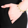 BRACCIALE CATENA CON PALLINE E ACCESSORI NATALE PENDENTI CON SMALTO MULTICOLOR IN ACCIAIO COLORE ORO