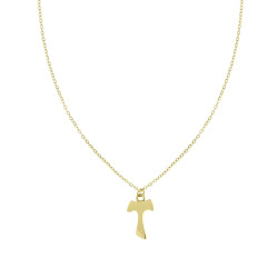 COLLANA CATENA FORZATINA CON CROCE TAO IN ACCIAIO COLORE ORO