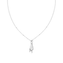COLLANA CATENA FORZATINA DIAMANTATA CON MANO CORNA PORTAFORTUNA IN ACCIAIO