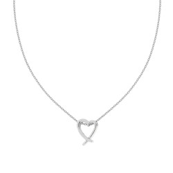 COLLANA CATENA FORZATINA DIAMANTATA CON CUORE IN ACCIAIO