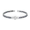 BRACCIALE UOMO MAGLIA IMPERNIATA CON CERAMICA BUGNATA ANTRACITE E ROSA DEI VENTI IN ACCIAIO