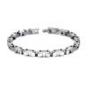 BRACCIALE UOMO CATENA IMPERNIATA SATINATA CON CERAMICA GRIGIO ANTRACITE E CRYSTAL NERI CARRE IN ACCIAIO