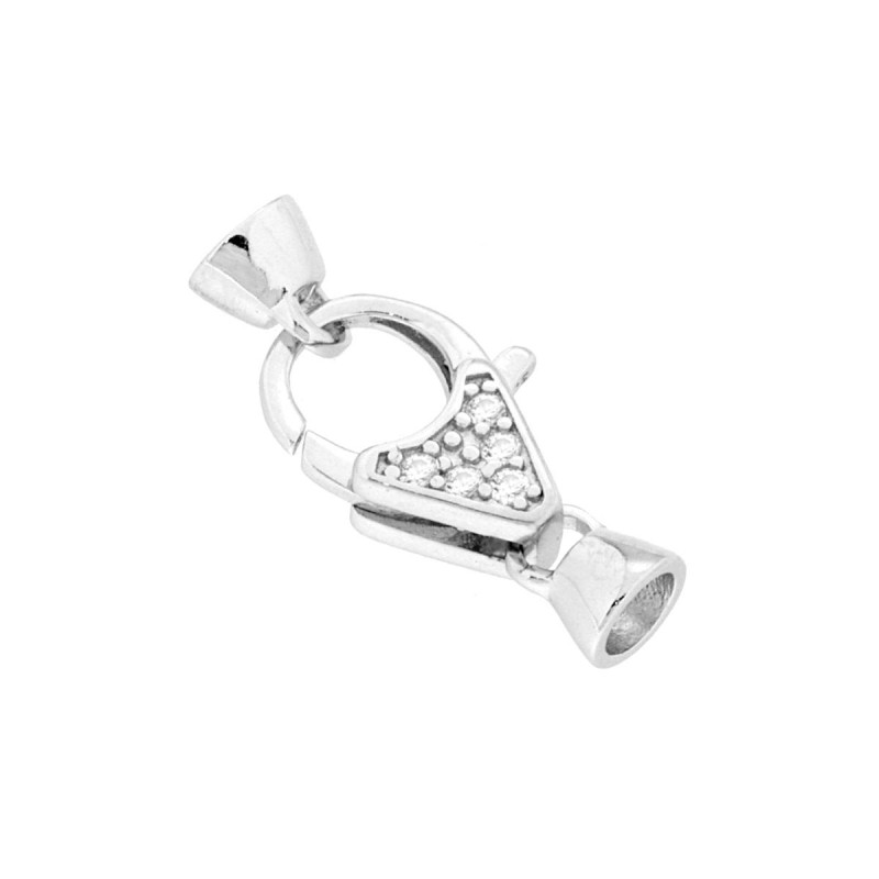 CHIUSURA GIOIELLO A PAPPAGALLO CON CUBIC ZIRCONIA BIANCHI IN ARGENTO 925 GALVANICA RODIO