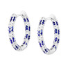 ORECCHINI CERCHIO CREOLA CON CUBIC ZIRCONIA BLU ZAFFIRO E BIANCHI IN ARGENTO 925 GALVANICA RODIO