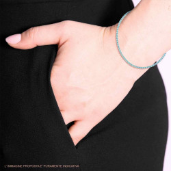 BRACCIALE TENNIS GRIFFE CM 17+5 CON CRYSTAL MM 2 ACQUAMARINA IN ACCIAIO