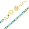 BRACCIALE TENNIS GRIFFE CM 17+5 CON CRYSTAL MM 2 ACQUAMARINA IN ACCIAIO COLORE ORO