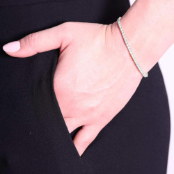 BRACCIALE TENNIS GRIFFE CM 17+5 CON CRYSTAL MM 2 BIANCHI IN ACCIAIO