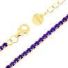 BRACCIALE TENNIS GRIFFE CM 17+5 CON CRYSTAL MM 2 BLU ZAFFIRO IN ACCIAIO COLORE ORO