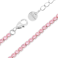 BRACCIALE TENNIS GRIFFE CM 17+5 CON CRYSTAL MM 2 ROSA IN ACCIAIO